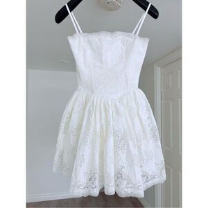 House of CB Chloe White Lace Cotton Mini Dress Size Medium Regular Length NWOT